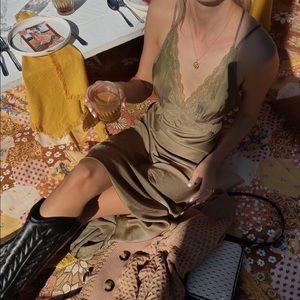 Spell Boudoir Slip Dress in Olive